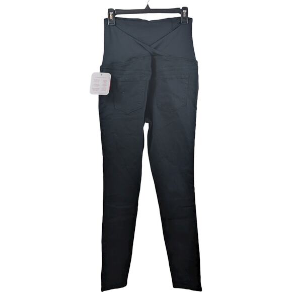 Ingrid & Isabel Maternity Jeans Skinny Crossover Panel 4 Black Over Belly Smooth - Picture 6 of 12